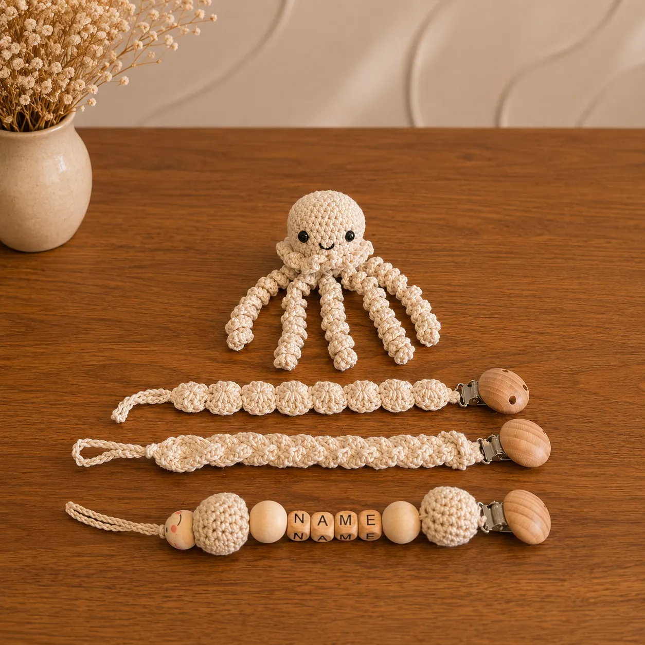 Häckelset Beige